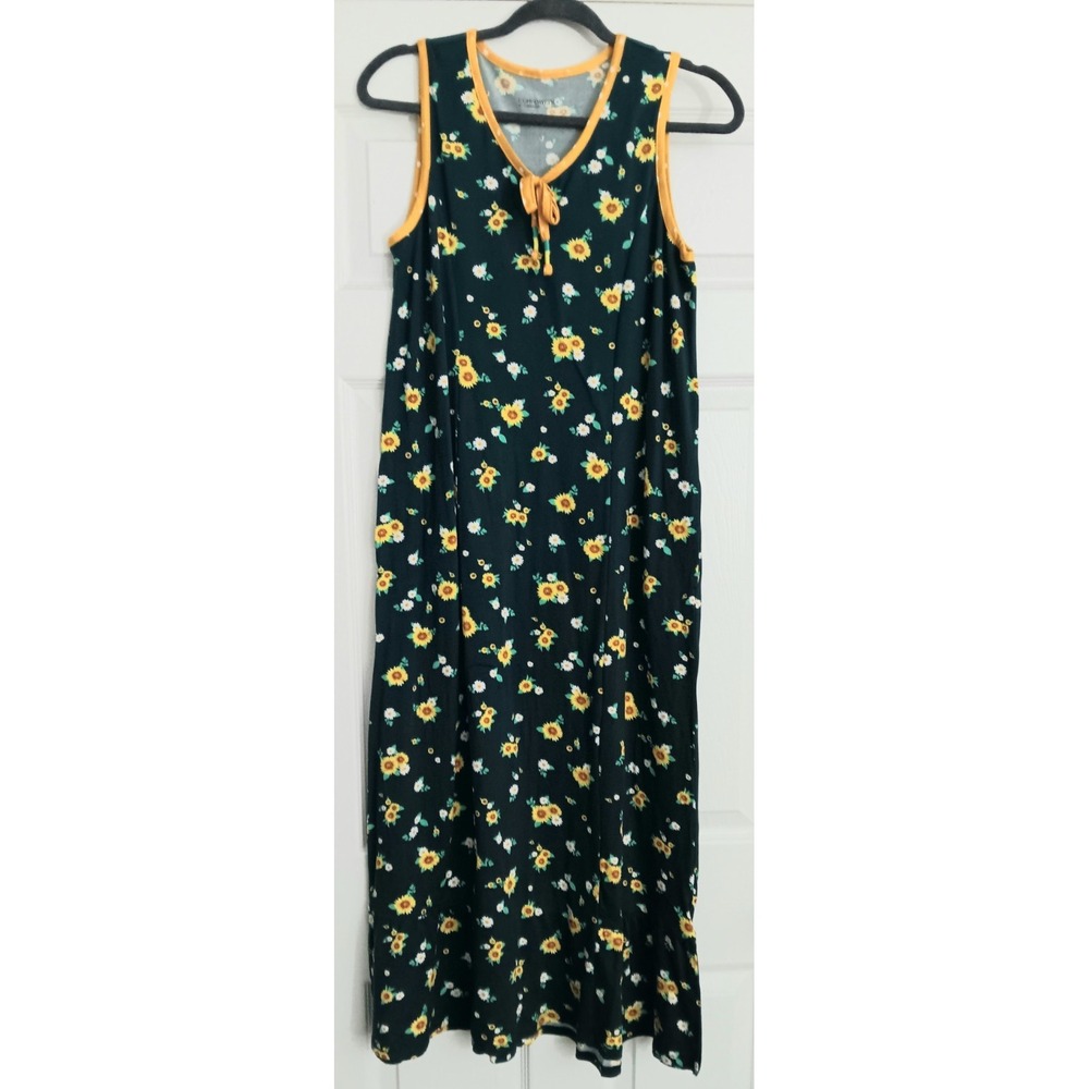 Comfort Code Cuddl Duds Dress Women's Size S Lounge Sleep Sunflower Sleeveless‎